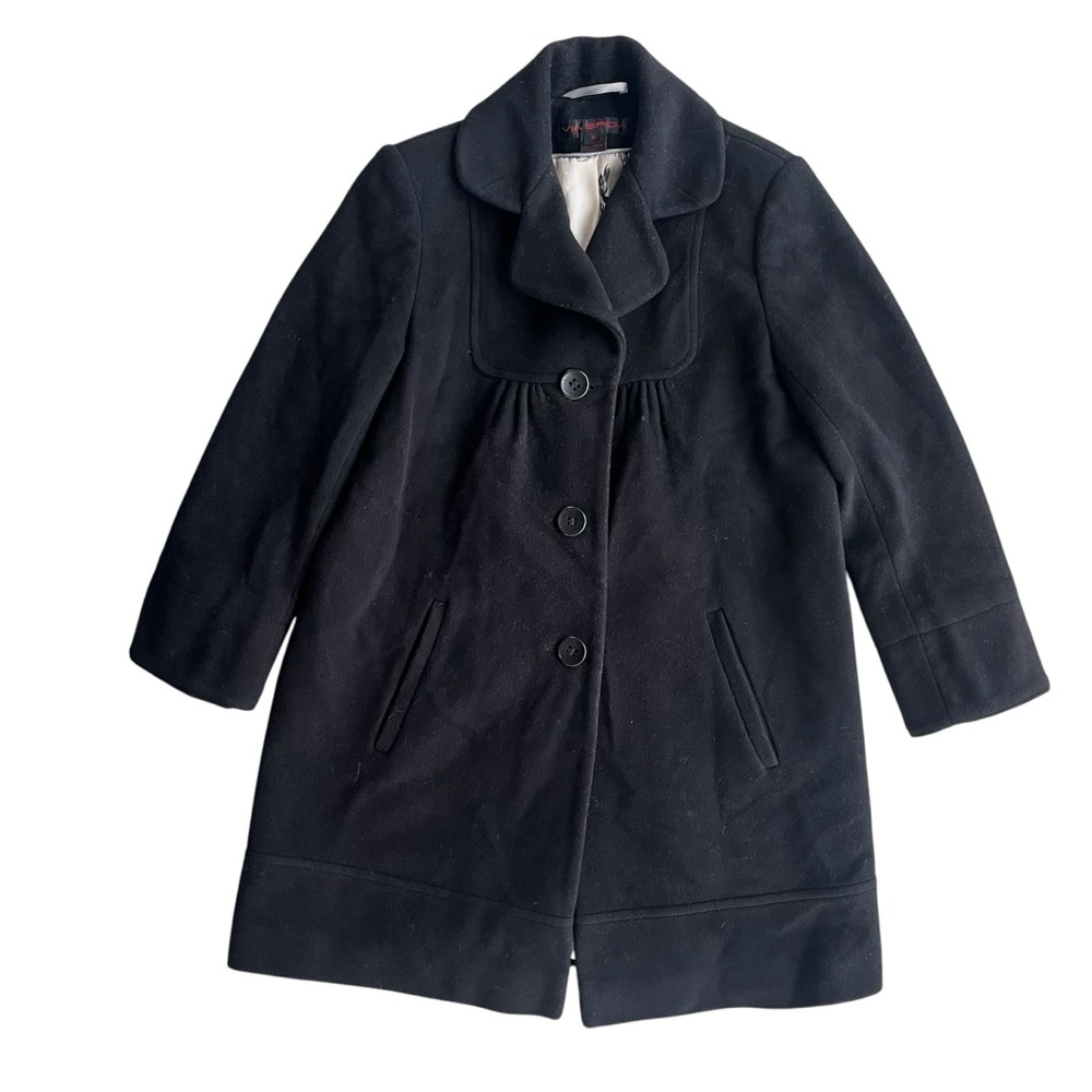 Via Spiga Women’s 6 Black Wool Nylon Cashmere Blend Pleat Button Pea Coat 03046R